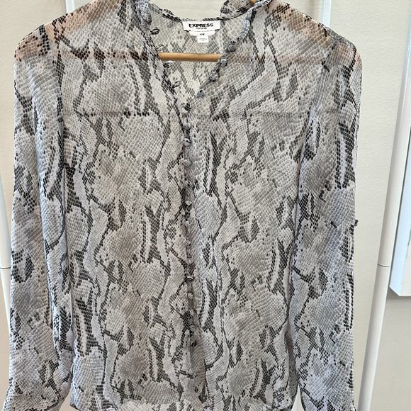 Express Tops Sheer Snake Print Button Up Top Poshmark